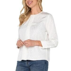 Liverpool Los Angeles Women White Viscose Woven Popover Relaxed Blouse Size XL